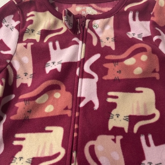 Carter's Toddler Girls Cat-Print Fleece Footed Pajamas - Picture 2 of 5